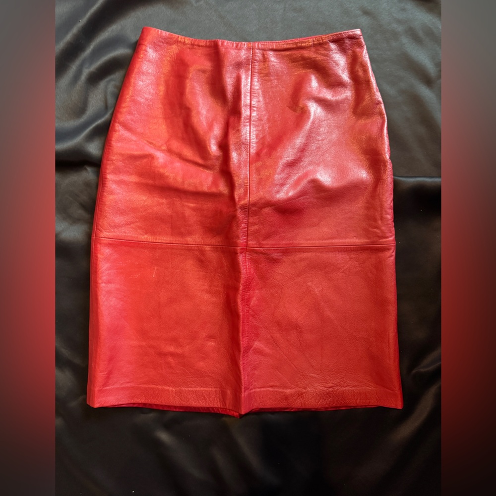 GAP Red Leather Pencil Skirt